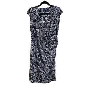 Chaps Ruched Side V Neck Sleeveless Dress XL Stretch Church Office Business Work